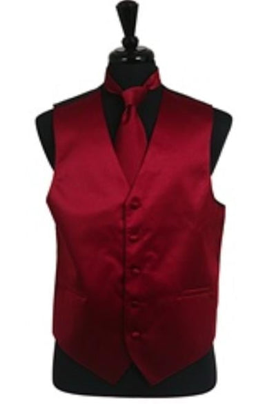 Vest Tie Set Burgundy ~ Maroon ~ Wine Color Buy 10 of same color Tie For $25 Each - Men's Neck Ties - Mens Dress Tie - Trendy Mens Ties mensusa