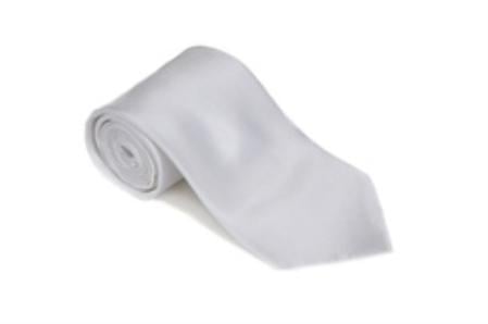 White 100% Silk Solid Necktie With Handkerchief Buy 10 of same color Tie For $25 Each-Men's Neck Ties - Mens Dress Tie - Trendy Mens Ties mensusa