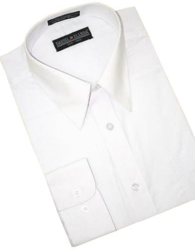 White Cotton Blend Convertible Cuffs Men's Dress Shirt mensusa