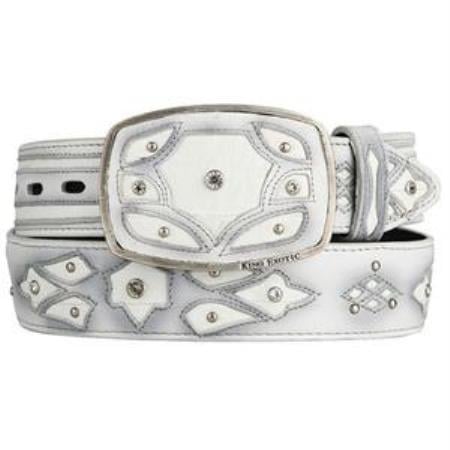 Men's White Original Eel Skin Fashion Western Belt main image 1