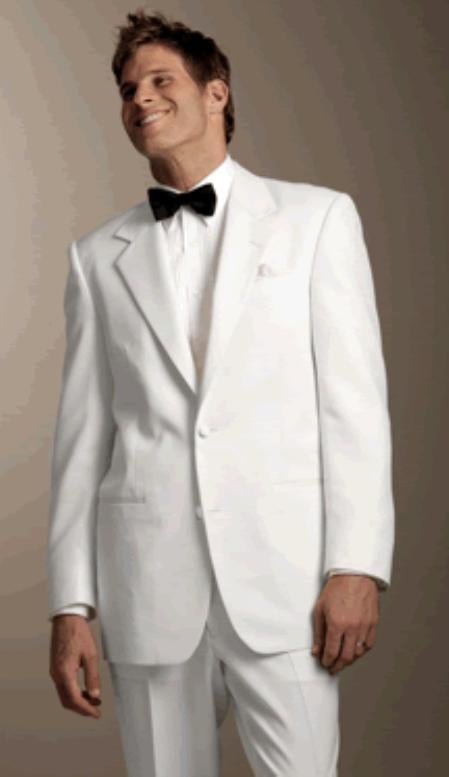 White Men's 2 Button Style Tuxedo Dress Suits — Menssuitsatlanta