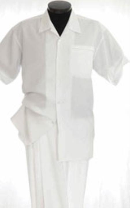 White Mens Walking Suit Men's Short Sleeve Two Piece Two Piece Mens Walking Outfit Pant Sets Suit All White Outfits For Men Short or Long Pants Leisure Casual Suit For Sale mensusa