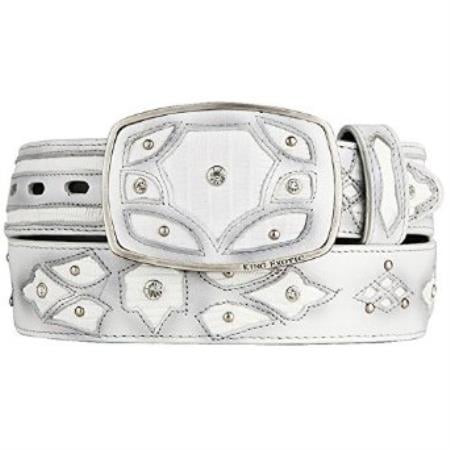 Original White Lizard Teju Skin Fashion Western Belt