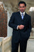 Wide Leg Solid Dark Navy Super 150's Touch Suit Hand Made - Dark Blue Suit Color mensusa