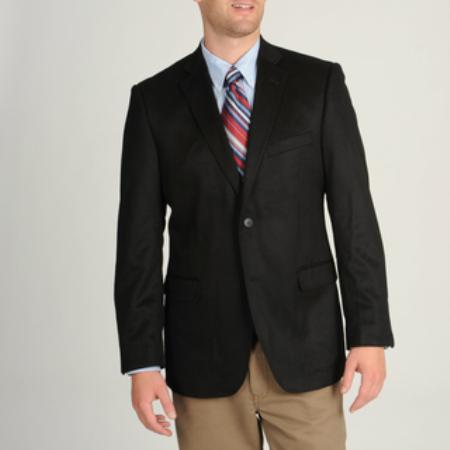 Winter Fabric Men's Black Cashmere Blend Sportcoat mensusa