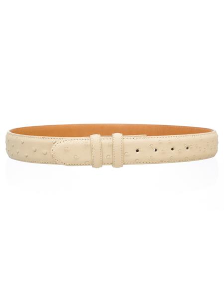 Men's Ostrich Quill Skin 1 1/2'' width Belt Winter White