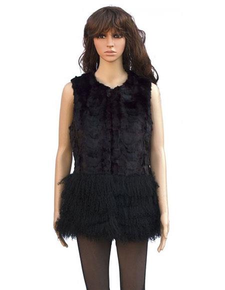 Fur Genuine Mink Vest with Mongolian Lamb