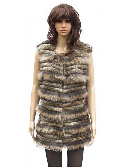 Handmade Genuine Mink Fur Brown Rabbit 3/4 Vest