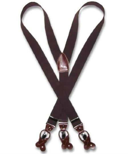 Men's Brown Suspenders For Men Y Shape Back Elastic Button & Clip Convertible