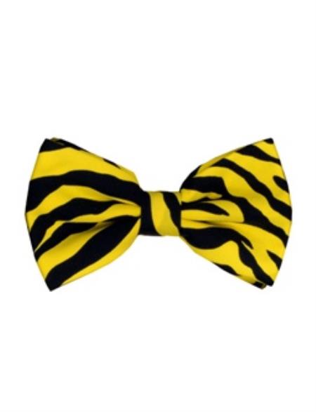 Men's Yellow and Black Zebra Pattern Design Bow Ties-Men's Neck Ties - Mens Dress Tie - Trendy Mens Ties