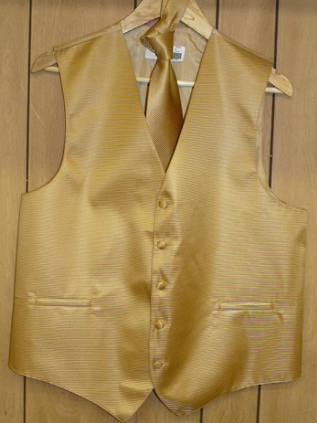 gold Groomsmen Dress Tuxedo Wedding Vest ~ Waistcoat ~ Waist coat & Tie set Buy 10 of same color Tie For $25 Each-Men's Neck Ties - Mens Dress Tie - Trendy Mens Ties mensusa