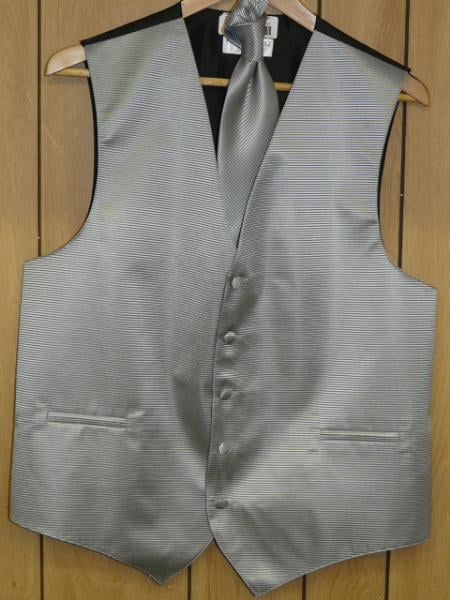 gray Groomsmen Dress Tuxedo Wedding Vest ~ Waistcoat ~ Waist coat & Tie set Buy 10 of same color Tie For $25 Each - Men's Neck Ties - Mens Dress Tie - Trendy Mens Ties mensusa