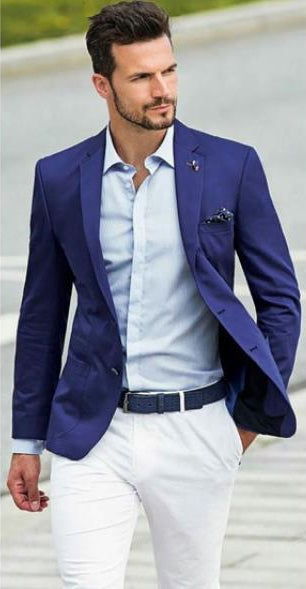 Blue and men Wedding Attire
