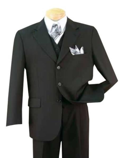 Alberto Nardoni Three Buttons 100% Wool Suits Black