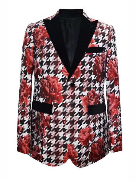 Men's 2 Button Fashion Designed Black ~ White Sport Coat Blazer