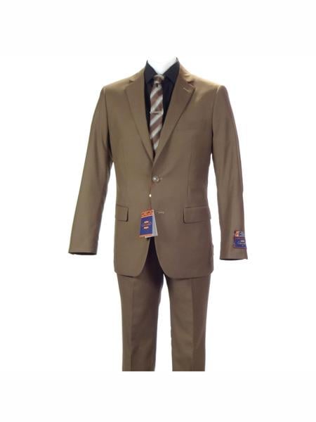 Carlo Lusso Men's 2 button fully lined slim fit Khaki suit main image 0