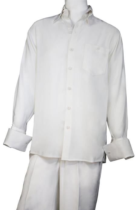Men's Button Fastening Woven Long Sleeve Walking Suit
