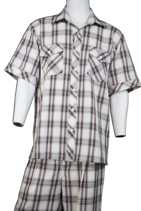 Men's Crosshatch Checkered Button Fastening Walking Suit