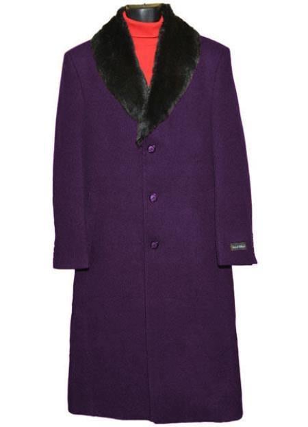 Men's Big And Tall Overcoat Long Men's Dress Topcoat - Winter coat 4XL 5XL 6XL Dark Purple