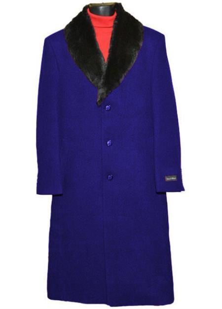 Men's Big And Tall Overcoat Long Men's Dress Topcoat - Winter coat 4XL 5XL 6XL Saphire Blue