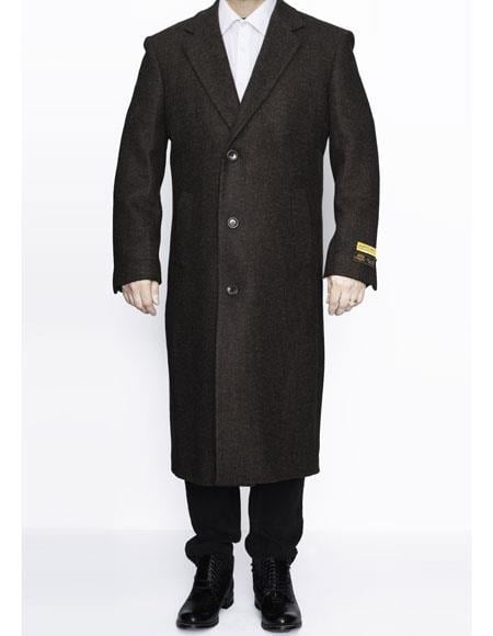Men's Big and Tall Brown Long Overcoat Winter Dress Topcoat Wool Blend Formal Coat 4XL 5XL 6XL Heavyweight Cold Weather Outerwear