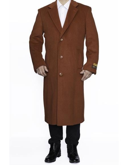 Men's Big And Tall Overcoat Long Men's Dress Topcoat - Winter coat 4XL 5XL 6XL Rust