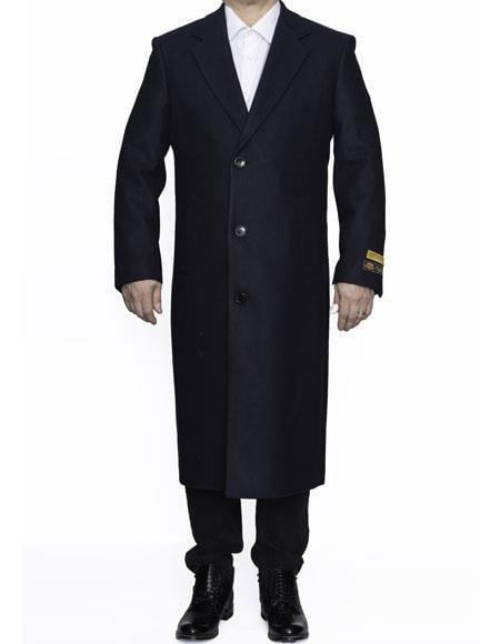 Men's Big And Tall Overcoat Long Men's Dress Topcoat - Winter coat 4XL 5XL 6XL Navy Blue