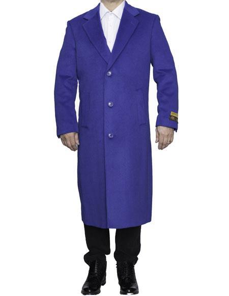 Men's Big And Tall Overcoat Long Men's Dress Topcoat - Winter coat 4XL 5XL 6XL Royal Blue