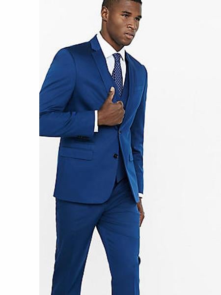 Men's Bright Blue Shawl Lapel Tuxedo Suit