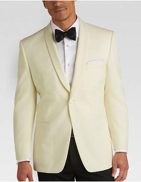Men's One Button Cream Slim Fit Jacket