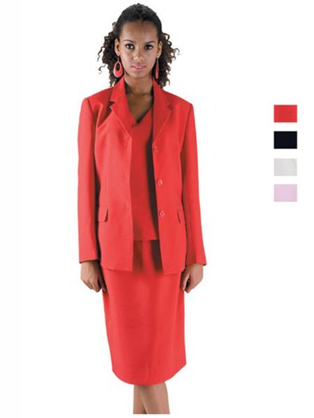 WoMen's 3 Button Red Suit