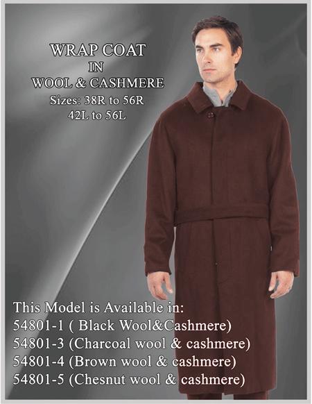 Mens Overcoat Mens Topcoat Mens Brown Button Closure Coat