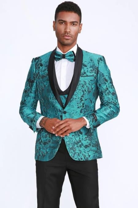 Men's Blue ~ Turquoise Paisley Pattern Blazer