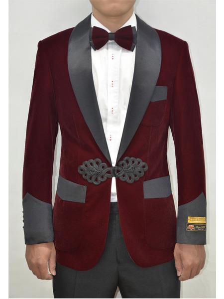One Button Burgundy Color Blazer