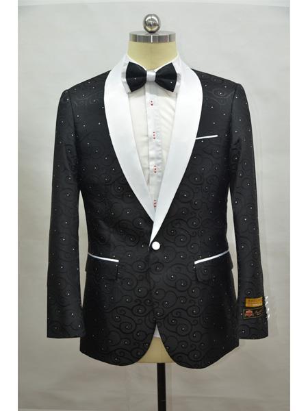 Mens Modern Shawl Tuxedo in Black & White main image 1