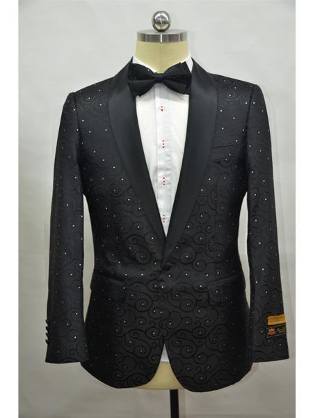 Men's Black Shawl Lapel One Button Suit