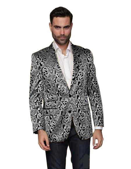Alberto Nardoni Paisley Floral Tuxedo Matching Fashion Bow Tie Sport Coat Silver Gray Grey