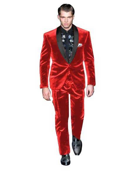 Men's One-Button Velvet Tuxedo Suit: Luxurious Blazer & Slim-Fit Pants main image 1