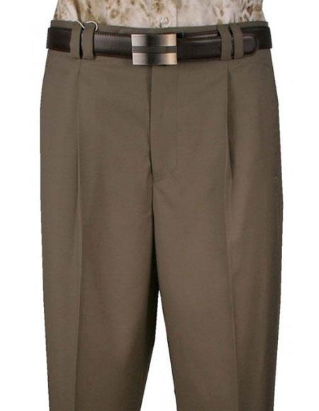 Men's 100% Pure Wool Sage Wide Leg Single Pleat Pant unhemmed unfinished bottom