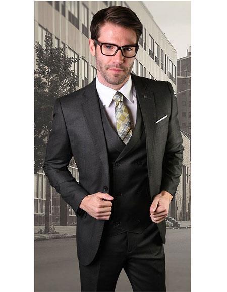Men's Two Button Black Suit