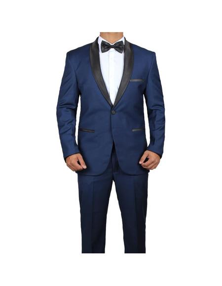 Men's Shawl lapel Midnight Blue Two Piece James Bond Outfit