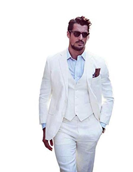 Men's Beige Four Button Beach Wedding Attire Suit main image 1