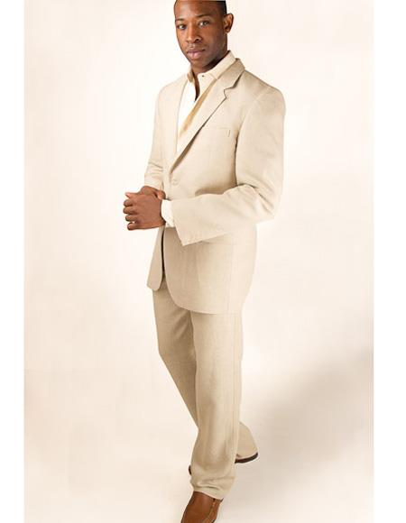 Men's Beige Patch Two Pockets Beach Wedding Attire Suit Menswear