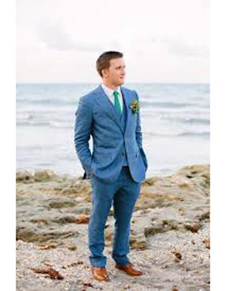 Men's Ivory Three Buttons Beach Wedding Attire Suit main image 1