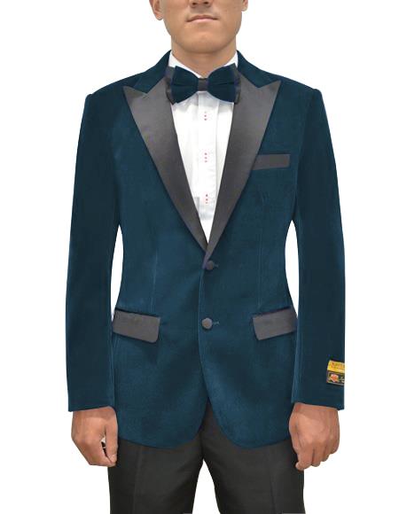 Men's Two Button Peak Lapel Prussian Suit