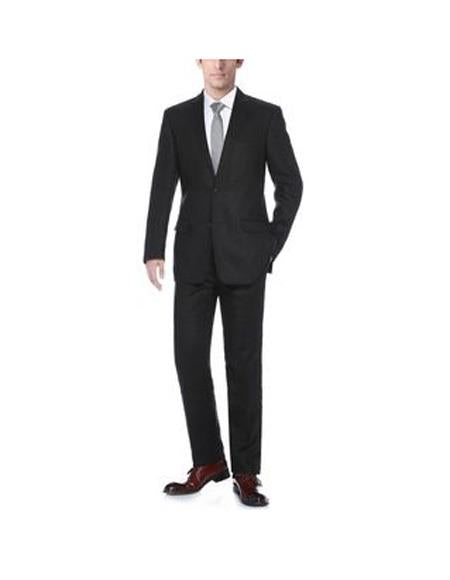 Mens Solid Pattern Black Classic Fit Linen Suit