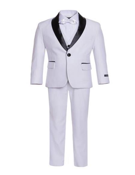 Men's Boys Shawl Lapel White Tuxedo Set Perfect for wedding attire outfits - Toddler Suit