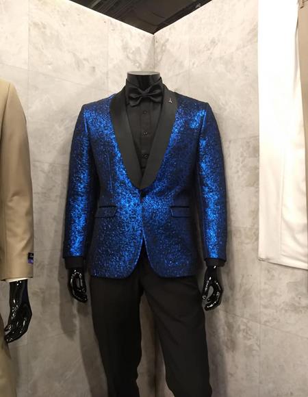 Men's Shawl Label Royal Blue Color