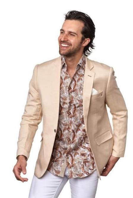Men's Linen Blazer - Beige mensusain main image 0