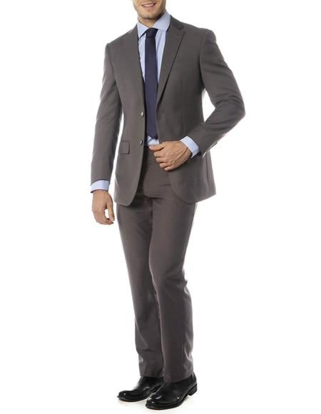 Men's Notch Label Slim Fit Suit Charcoal